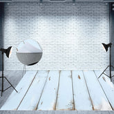 Aperturee - Vintage Light Blue Vertical Stripe Wood Floor Mat
